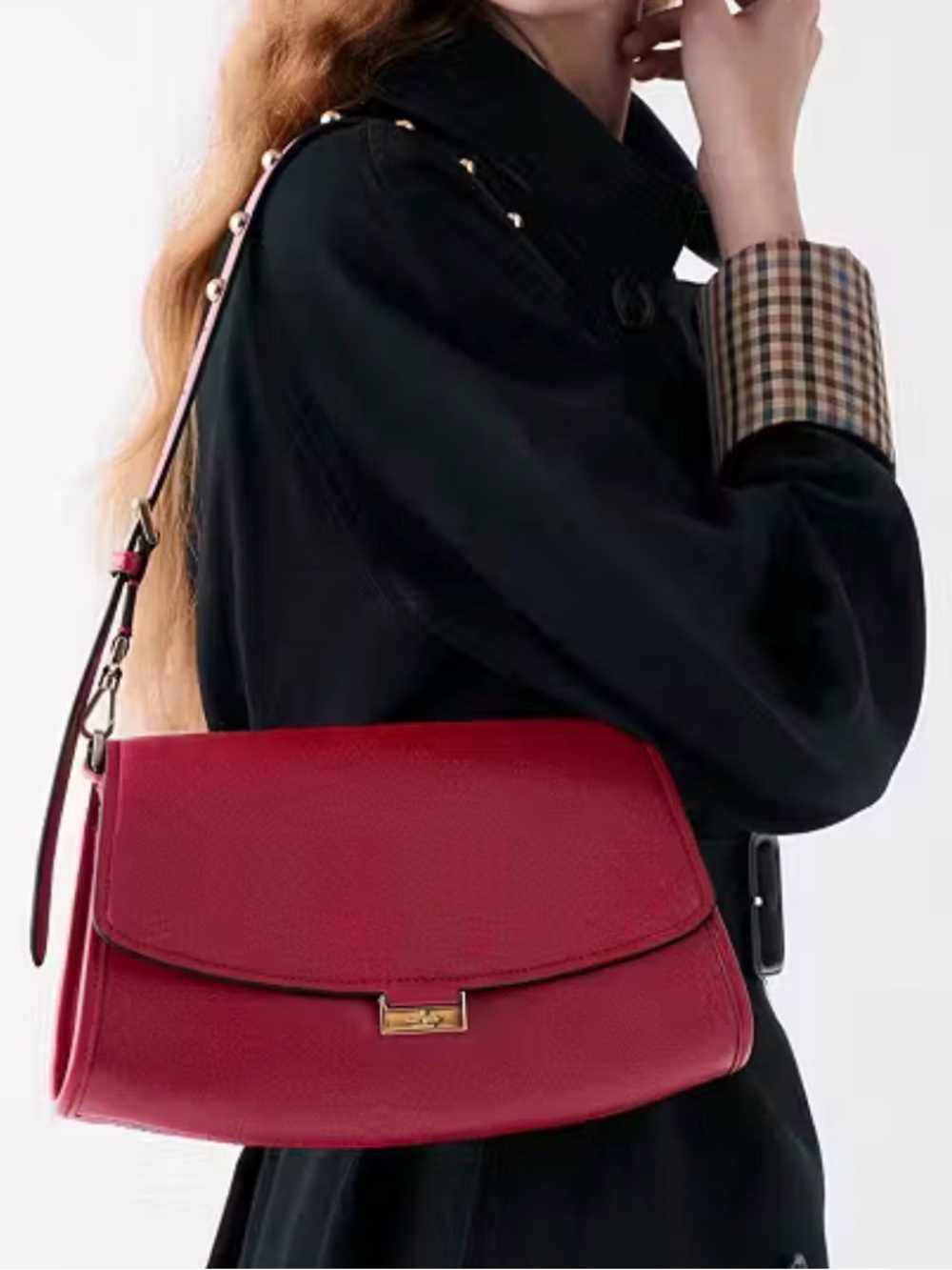 Kate Spade Ali Studded Shoulder Bag in Red Jam